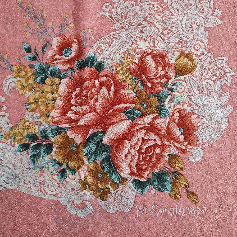 YSL floral silk scarf absolutely gorgeous large 34''